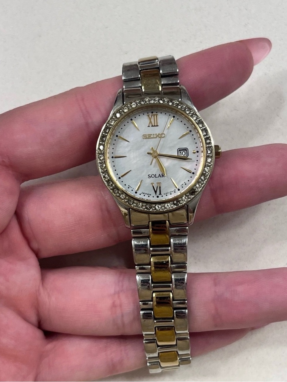 Solar Seiko MOP women's watch